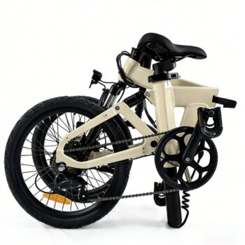 douchebike fold beige folded Douchebike FOLD is a compact folding e-bike for commuting, the summer house and camping. 60 km range, 25 km/h and CE certified. Order today. Douchebike FOLD – Folding e-bike with 60 km range and suspension fork