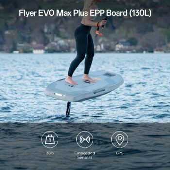 Waydoo EVOMax 5 Waydoo Flyer EVO Max är en stabil e-foil med 130L bräda, 6 kW motor och upp till 2 timmars åktid. Frakt ingår i Priset - Beställ din elektriska surfbräda idag! Waydoo Flyer EVO Max – e-foil med 130L bräda och 6 kW motor