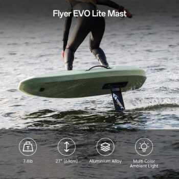 Waydoo EVO Lite 7 Waydoo Flyer EVO Lite är ett komplett e-foil paket med 90L bräda, 4kW motor och 69 cm mast. Frakt ingår i Priset - Beställ ditt eFoil paket idag! Waydoo Flyer EVO Lite – e-foil paket med 90L bräda, 4kW motor och 1800Wh-batteri